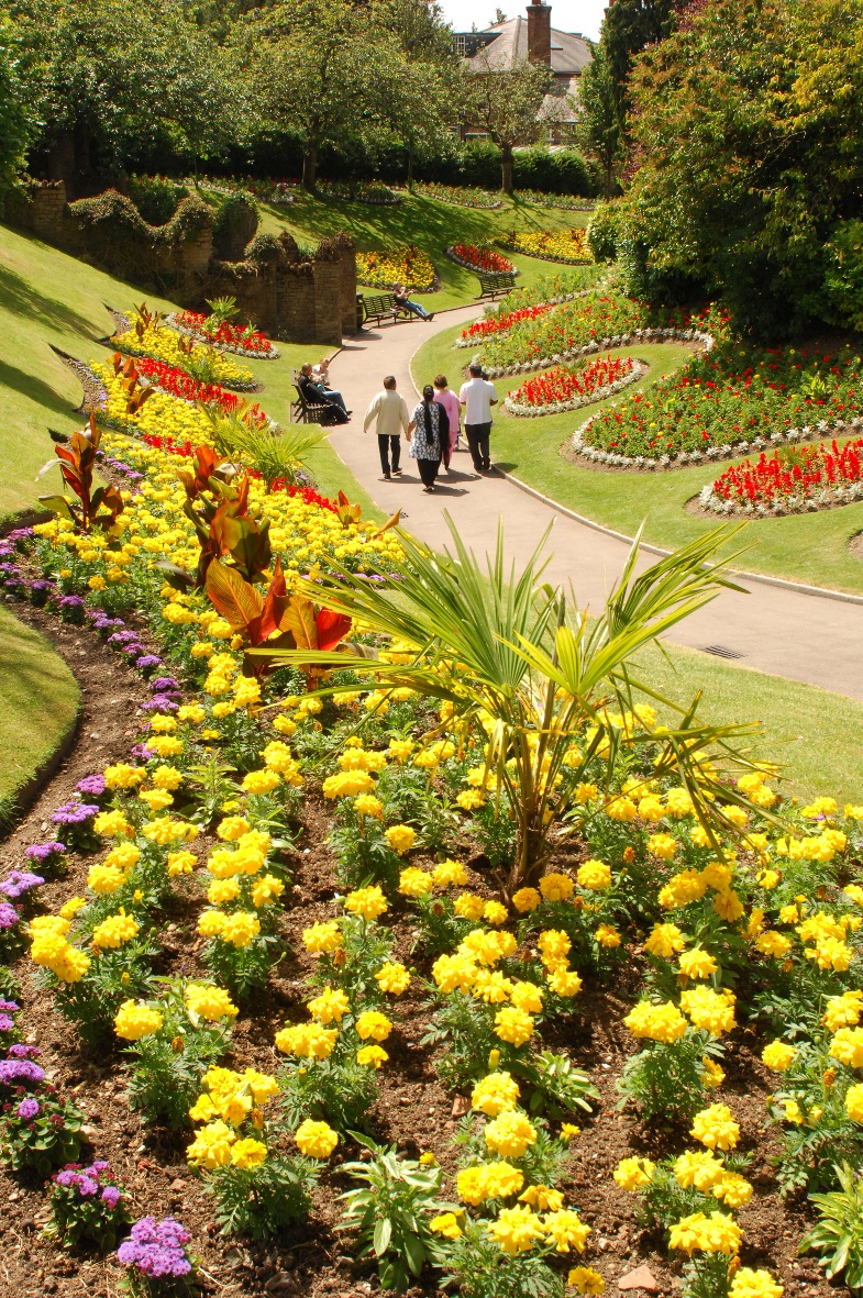 Guildford castle grounds showing spring flowers © Guildford Borough Council