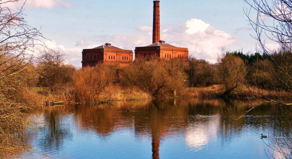 Claymills Pumping Station Exterior over the river.