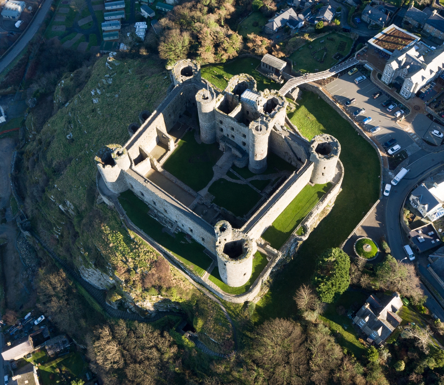 Harlech Castle taken from a Drone © Gwynedd Council
