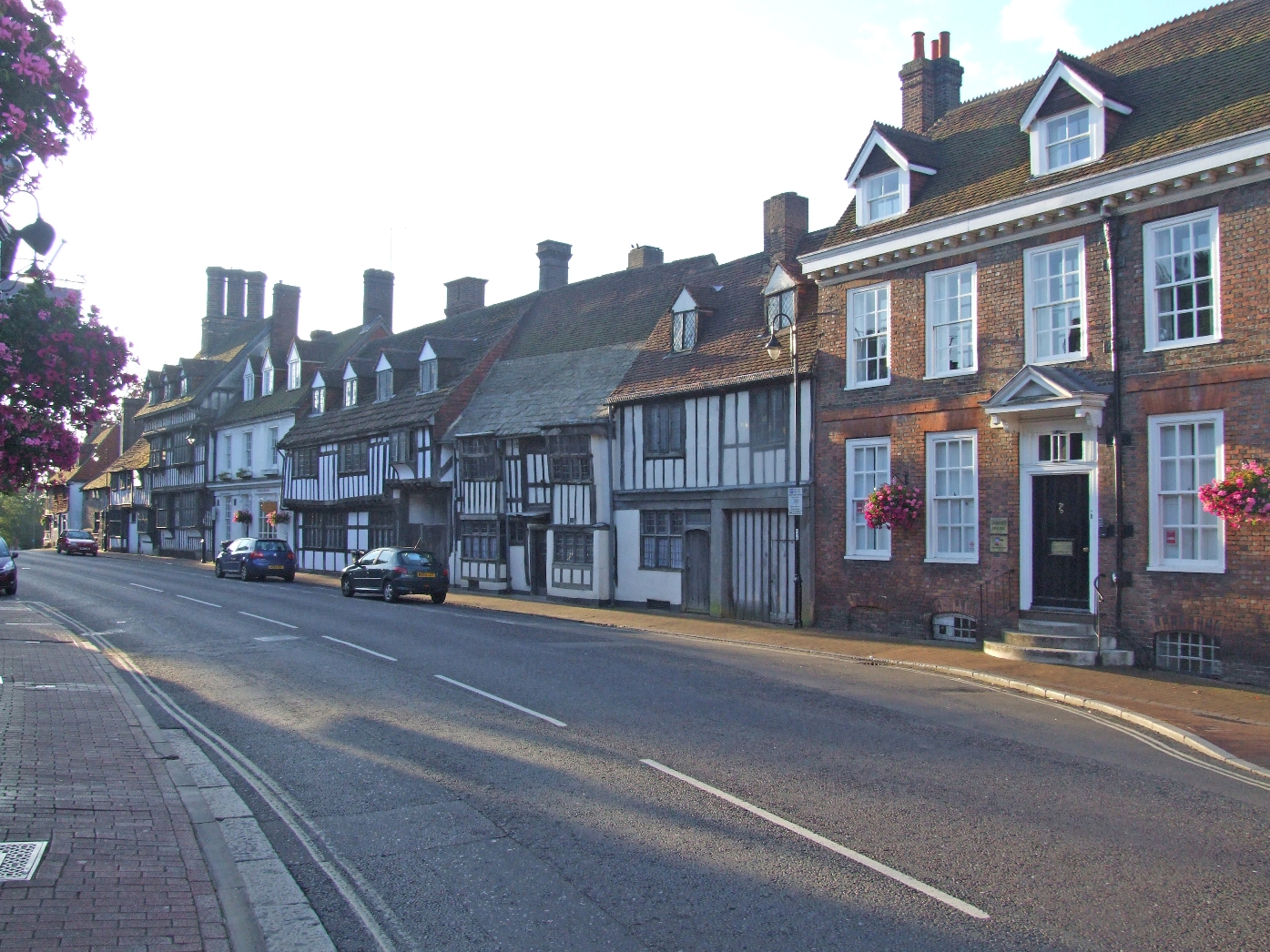 The historic High Street with half-timbered buildings © East Grinstead Town Promotions